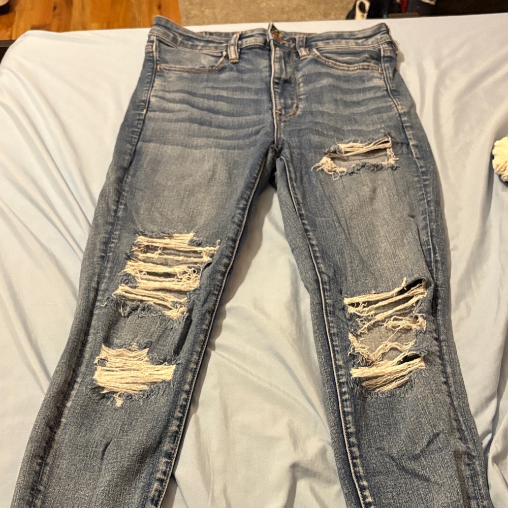 American Eagle Outfitters Ripped Blue Skinny Jeans